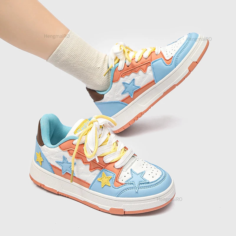 Women Sneakers Man Retro Star Y2K Punk Rap Street Shoes for Male Fashion Skate Shoes Couple Casual Shoes Unisex Designer Tennis - Ghost District