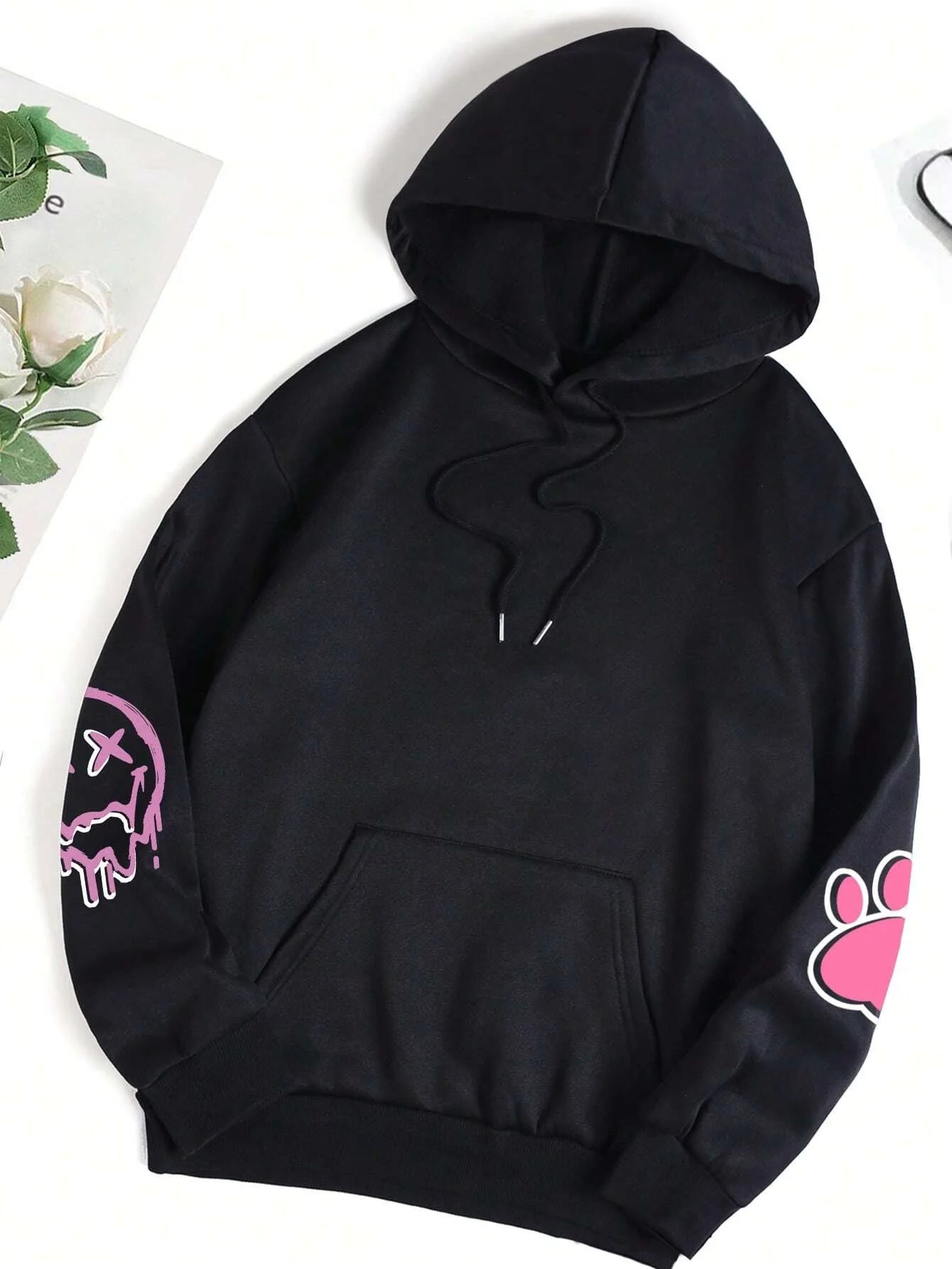 Hip Hop Street Casual Printed Female Hoodies Fashion Hoodie Oversize Loose New Sweatshirts Autumn Warm Fleece Clothing Ghost District