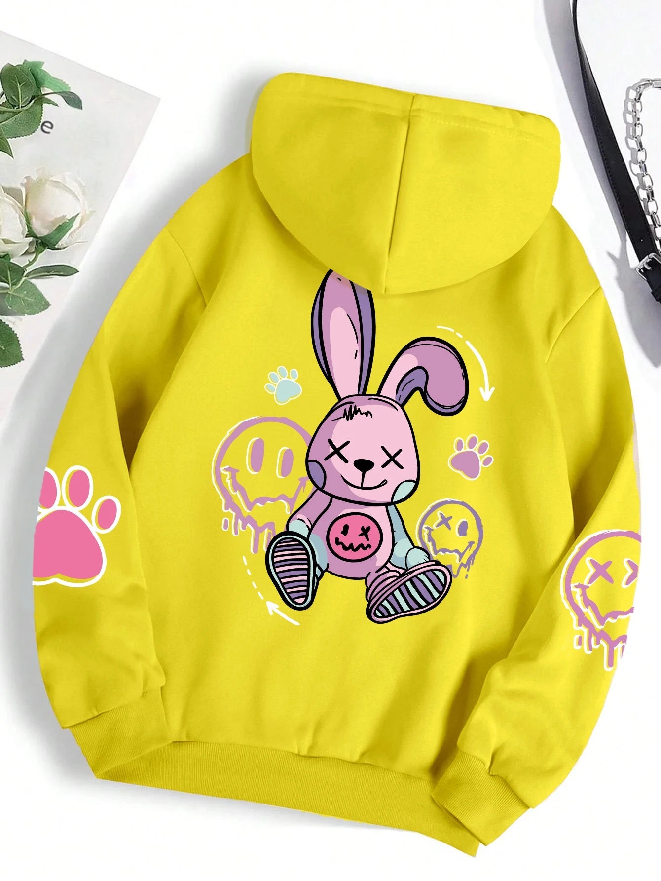 Hip Hop Street Casual Printed Female Hoodies Fashion Hoodie Oversize Loose New Sweatshirts Autumn Warm Fleece Clothing Ghost District