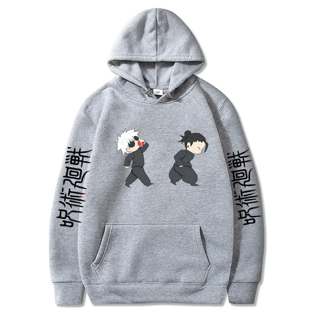Jujutsu Kaisen Anime Hoodies Cartoon Satoru Gojo Cute Print Men Women Pullovers Autumn Winter Casual Plus Size Sweatshirts - Ghost District