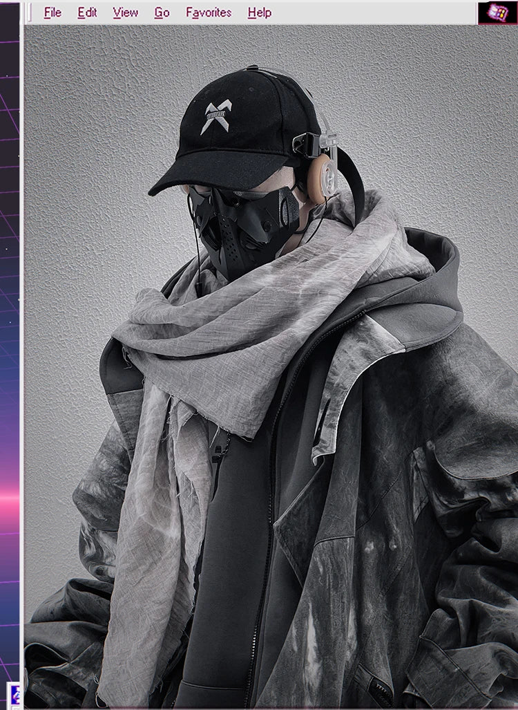 Unisex High Street Functional Cargo Jacket Techwear Fake two-piece Tactical Windbreaker Coats Streetwear Men's clothing Oversize - Ghost District