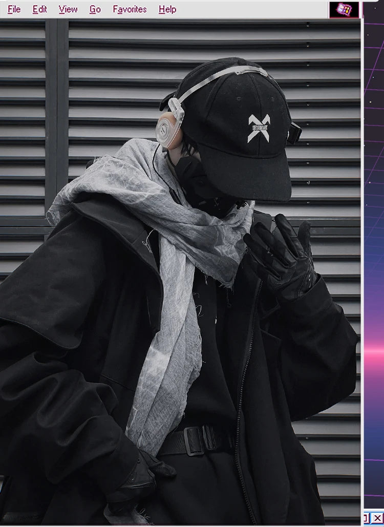 Unisex High Street Functional Cargo Jacket Techwear Fake two-piece Tactical Windbreaker Coats Streetwear Men's clothing Oversize - Ghost District