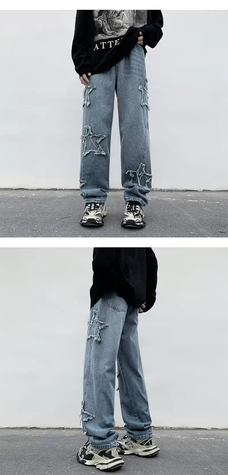 2025 New Fashion Stars Towel Embroidery Brown Men Jeans Pants Y2K Clothes Straight Hip Hop Cotton Trousers Pantalon Homme - Ghost District