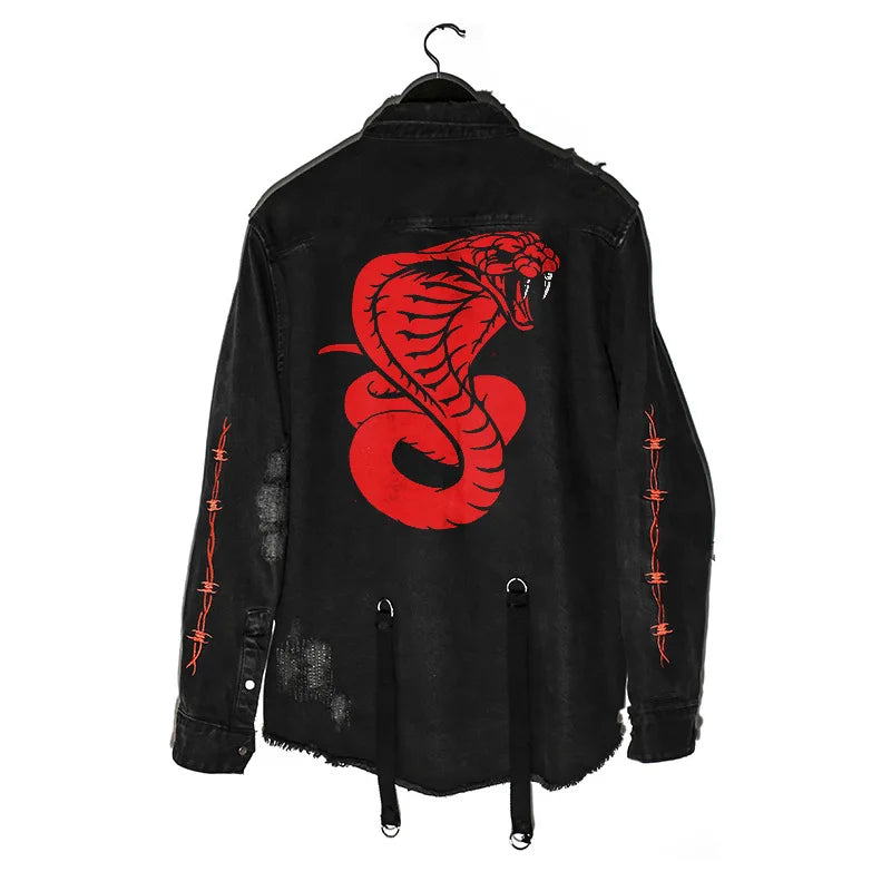 Mens Gym Trend Denim Jacket Techwear Jeans Jackets Causal Fitness Man Loose Clothing Outerwear Coat Cotton Sports Sweatshirt Ghost District