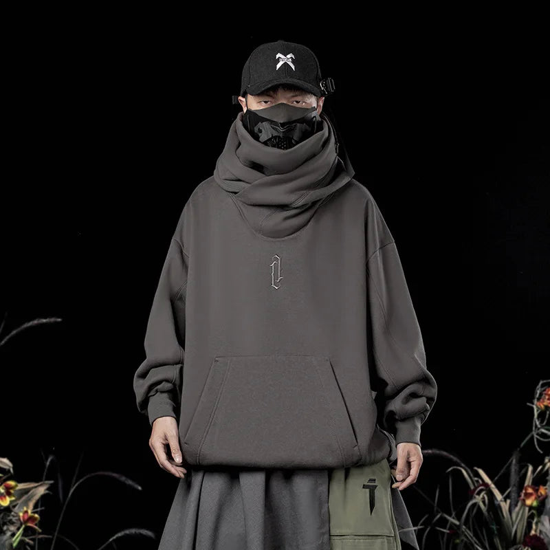 HKSH Heavy Industry Spring Autumn Men's Tide Stacked Collar Sweatshirt Hooded Hoodies Loose Casual Solid Color Punk Coats HK0797 Ghost District