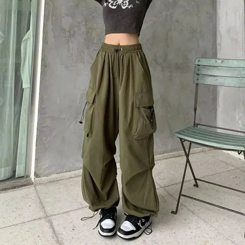Retro Workwear Pants with Design Sense for Women's 2025 Summer Straight Leg Loose Wide Leg Pants - Ghost District