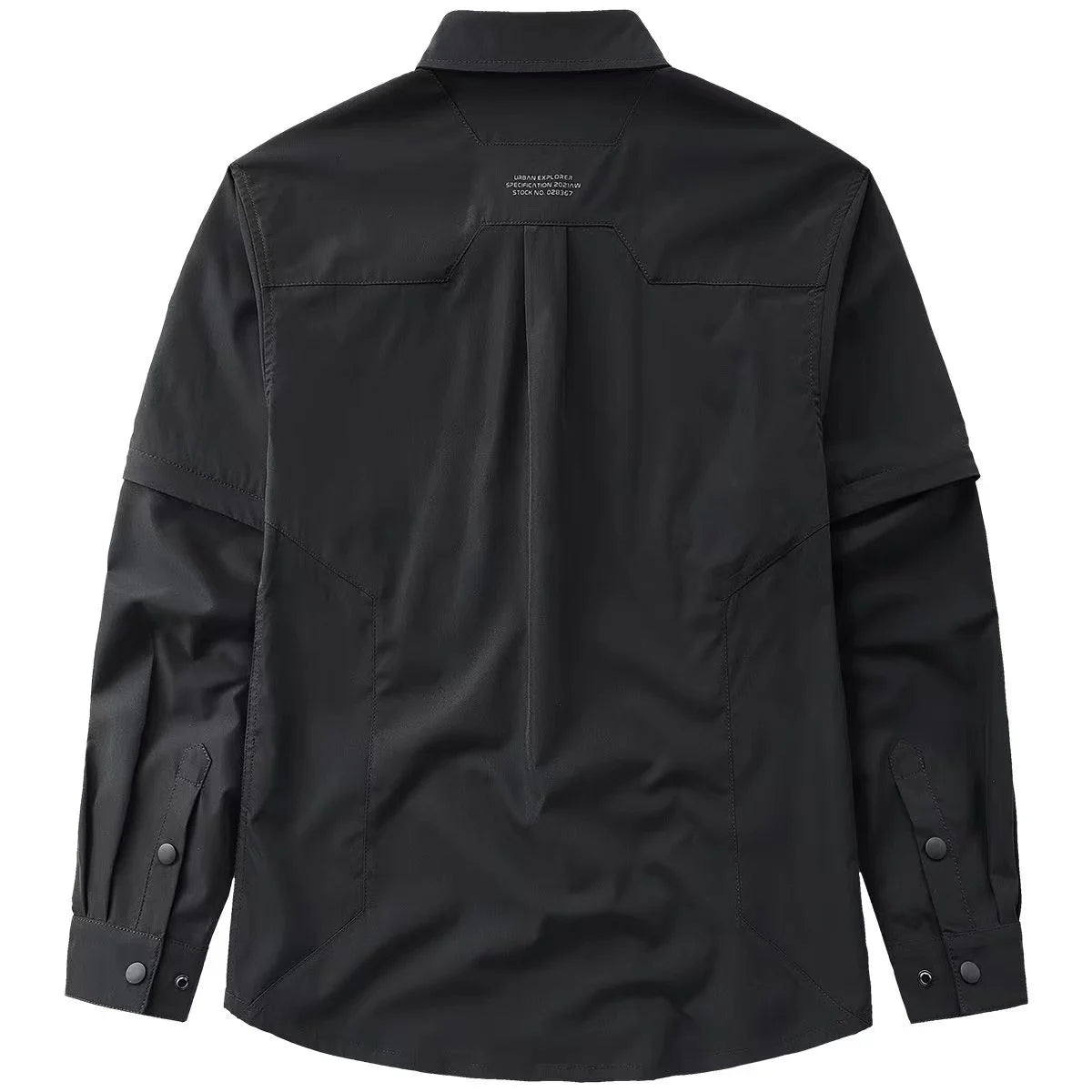 Men's Techwear Button Up Shirt Oversized Streetwear Harajuku Hip Hop Shirts Detachable Sleeve Black Tooling Button Up Blouse - Ghost District