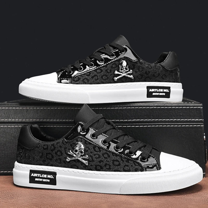Trend Designer Casual Shoes for Men Street Tinsel Skulls Flats Vulcanized Fashion Brand Luxury Sneakers Jogging Man Sport Shoes - Ghost District