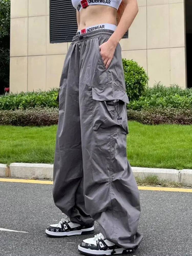 Retro Workwear Pants with Design Sense for Women's 2025 Summer Straight Leg Loose Wide Leg Pants - Ghost District