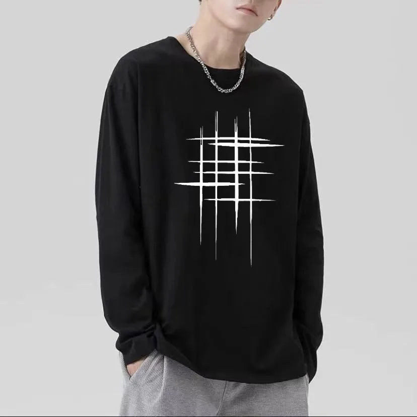 Men T Shirts autumn men Clothes anime casual Long Sleeved Oversized Y2K T-Shirt Harajuku Streetwear Academia Hip Hop tee tops Ghost District