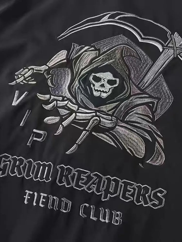 God of Death Bomber Jacket Chest Pocket Techwear Men Punk Hip Hop Tactical Streetwear Black Varsity Jackets Oversized MA1 Coats Ghost District