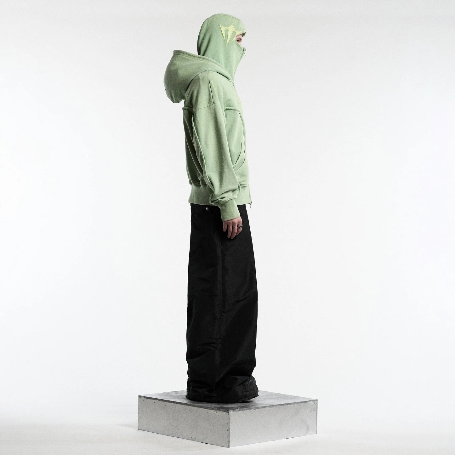 Y2K Ninja Hoodie Gothic Trendy Double Hat Design Functional Streetwear Vintage High Street Men Women Oversized Casual Pullover Ghost District