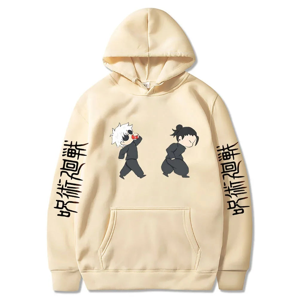 Jujutsu Kaisen Anime Hoodies Cartoon Satoru Gojo Cute Print Men Women Pullovers Autumn Winter Casual Plus Size Sweatshirts - Ghost District