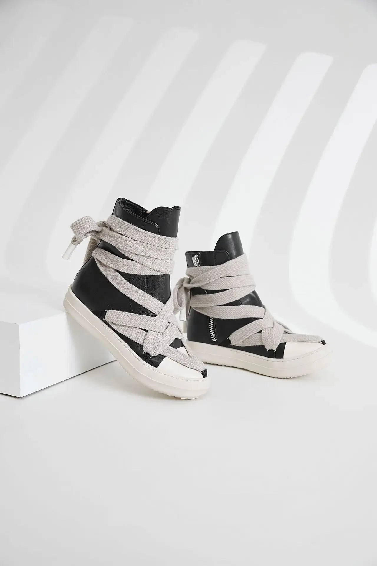 Men Woman Casual Lace-up Thick Soled Trendy Shoes,Street Motorcycle Sneakers Boots,Luxury Vintage Leather Short Boots - Ghost District