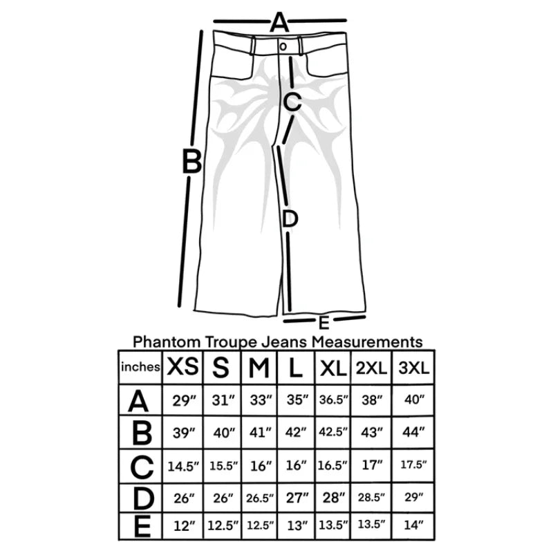 Gothic Retro Oversized Baggy Fit Unisex Mopping Pants Y2K Phantom Jeans High Street Spider Embroidered Patch Hip Hop Streetwear Ghost District