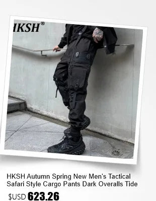 HKSH Heavy Industry Spring Autumn Men's Tide Stacked Collar Sweatshirt Hooded Hoodies Loose Casual Solid Color Punk Coats HK0797 Ghost District