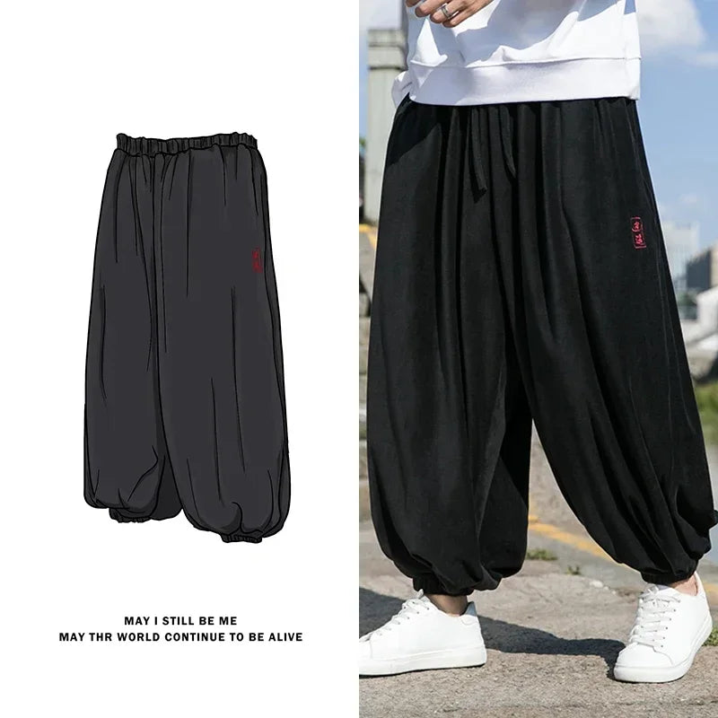2023 Autumn Winter Pants Thickening Velvet Retro Harem Pants Men Solid Trendy Casual Wild Large Size Harajuku Jogging Trousers Ghost District