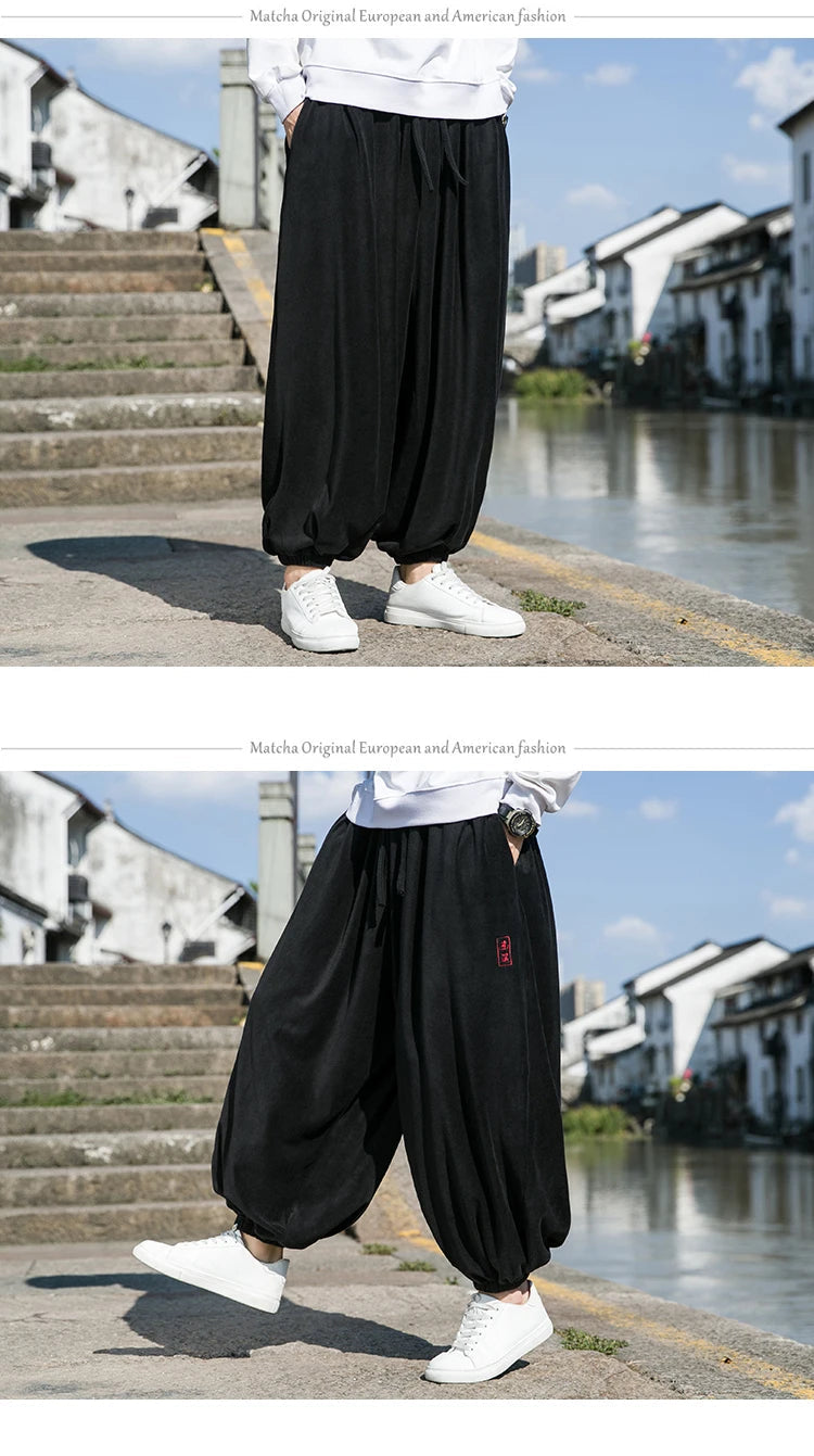 2023 Autumn Winter Pants Thickening Velvet Retro Harem Pants Men Solid Trendy Casual Wild Large Size Harajuku Jogging Trousers Ghost District