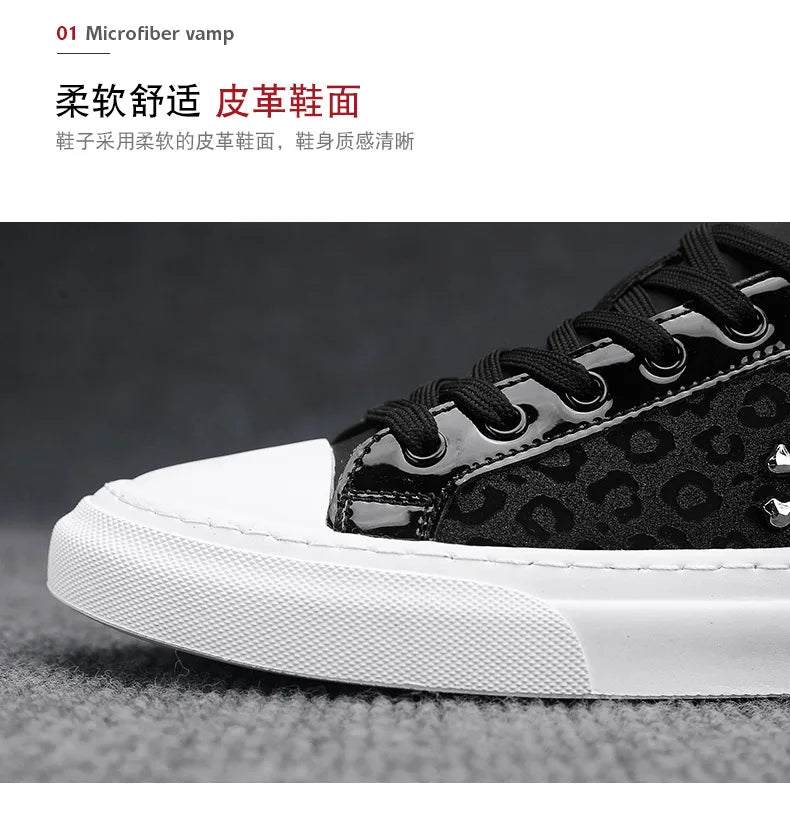 Trend Designer Casual Shoes for Men Street Tinsel Skulls Flats Vulcanized Fashion Brand Luxury Sneakers Jogging Man Sport Shoes - Ghost District