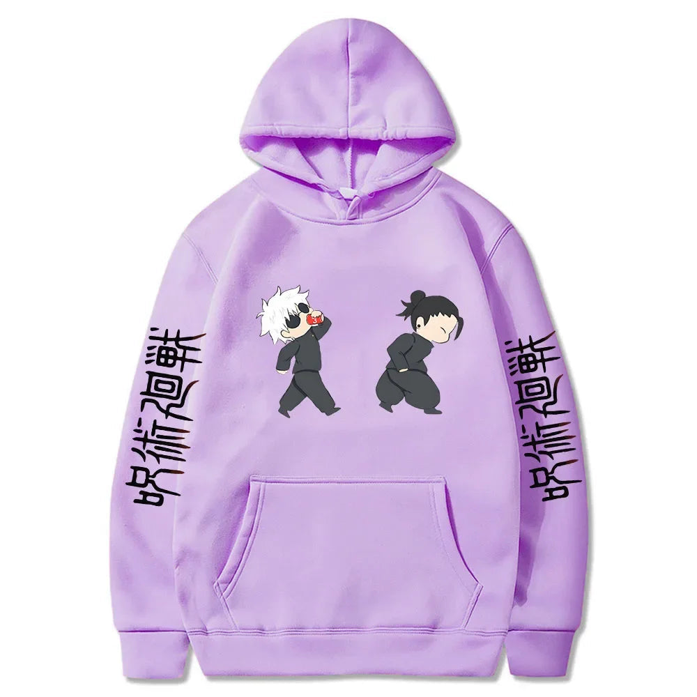 Jujutsu Kaisen Anime Hoodies Cartoon Satoru Gojo Cute Print Men Women Pullovers Autumn Winter Casual Plus Size Sweatshirts - Ghost District