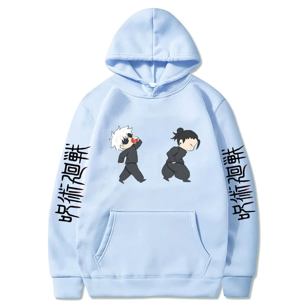 Jujutsu Kaisen Anime Hoodies Cartoon Satoru Gojo Cute Print Men Women Pullovers Autumn Winter Casual Plus Size Sweatshirts - Ghost District