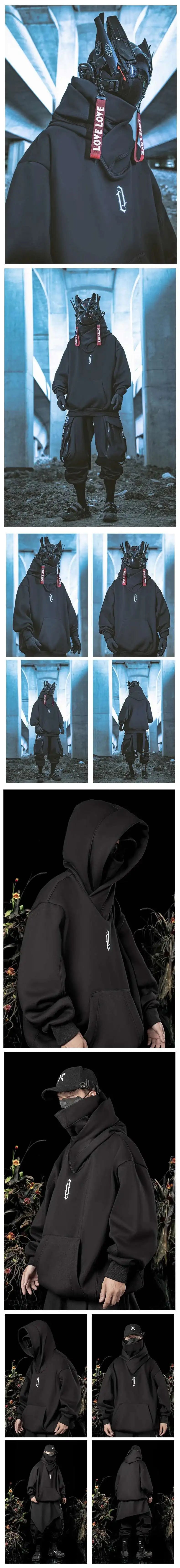 HKSH Heavy Industry Spring Autumn Men's Tide Stacked Collar Sweatshirt Hooded Hoodies Loose Casual Solid Color Punk Coats HK0797 Ghost District