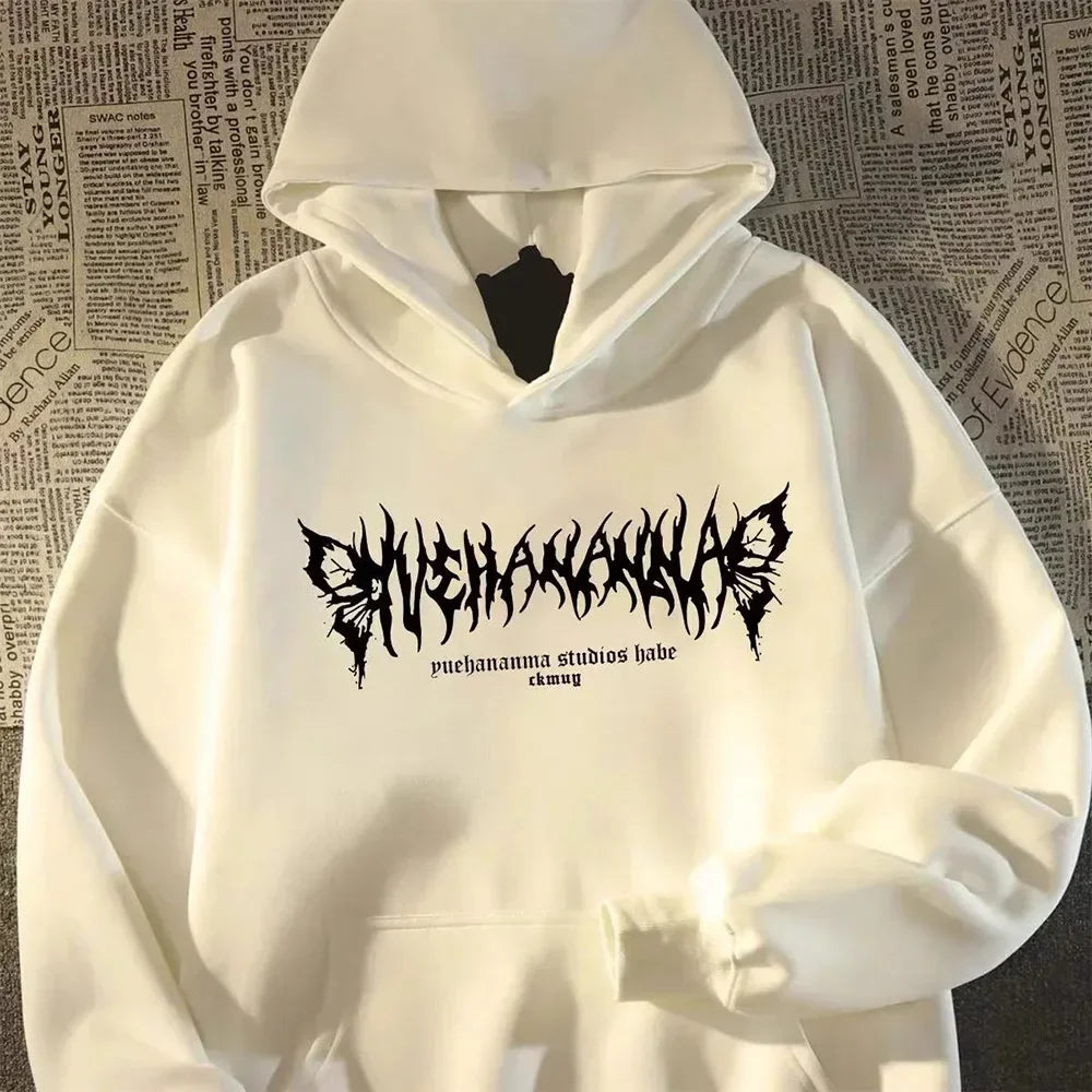 Hoodie Men Graphic Vivid Rose Print Cotton Hoodies American Retro Personality Streetwear Casual Hooded Sweatshirt Men's Clothing - Ghost District