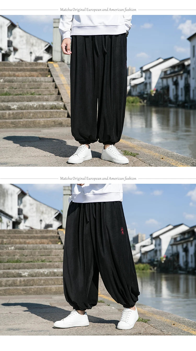 2023 Autumn Winter Pants Thickening Velvet Retro Harem Pants Men Solid Trendy Casual Wild Large Size Harajuku Jogging Trousers Ghost District