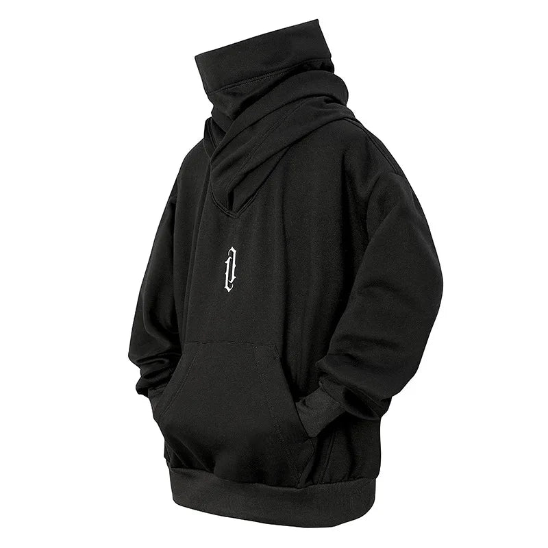 HKSH Heavy Industry Spring Autumn Men's Tide Stacked Collar Sweatshirt Hooded Hoodies Loose Casual Solid Color Punk Coats HK0797 Ghost District