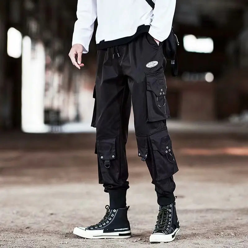 Stylish Techwear Men Cargo Pants  Hip Hop Streetwear High Street Jogger Male Trousers Ribbons Pockets Harem Pants for Male - Ghost District