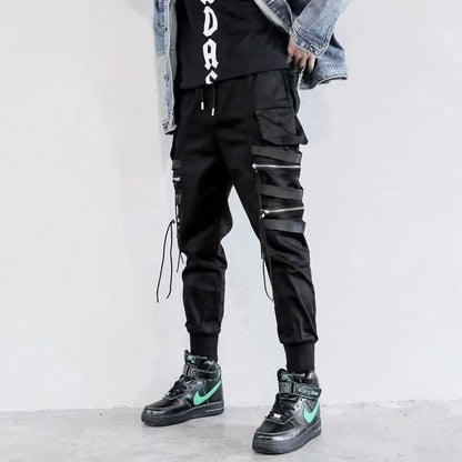 Stylish Techwear Men Cargo Pants  Hip Hop Streetwear High Street Jogger Male Trousers Ribbons Pockets Harem Pants for Male - Ghost District