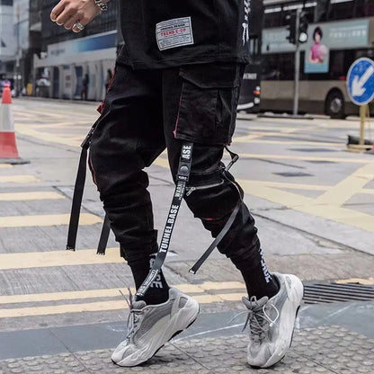 Stylish Techwear Men Cargo Pants  Hip Hop Streetwear High Street Jogger Male Trousers Ribbons Pockets Harem Pants for Male - Ghost District