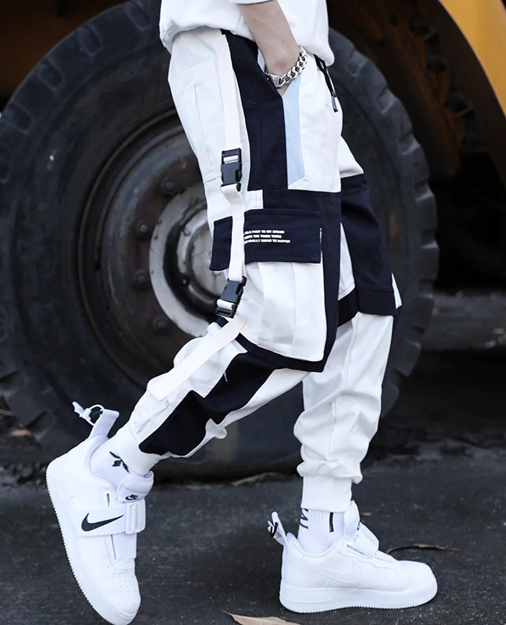 Joggers Cargo Pants for Men Casual Hip Hop Hit Color Pocket Male Trousers Sweatpants Streetwear Ribbons Techwear Pants - Ghost District