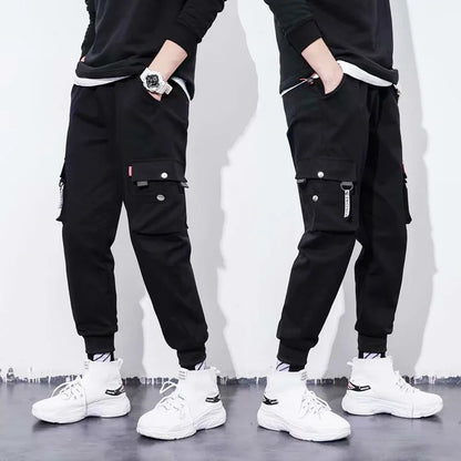 Stylish Techwear Men Cargo Pants  Hip Hop Streetwear High Street Jogger Male Trousers Ribbons Pockets Harem Pants for Male - Ghost District