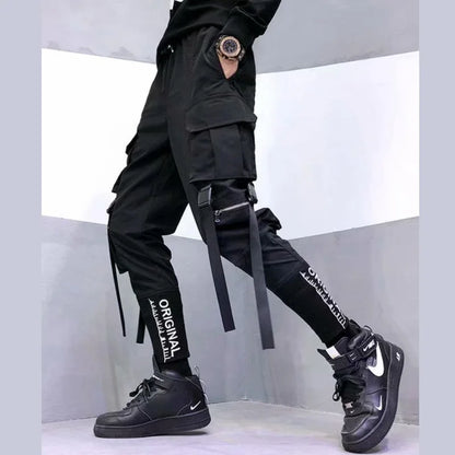 Stylish Techwear Men Cargo Pants  Hip Hop Streetwear High Street Jogger Male Trousers Ribbons Pockets Harem Pants for Male - Ghost District