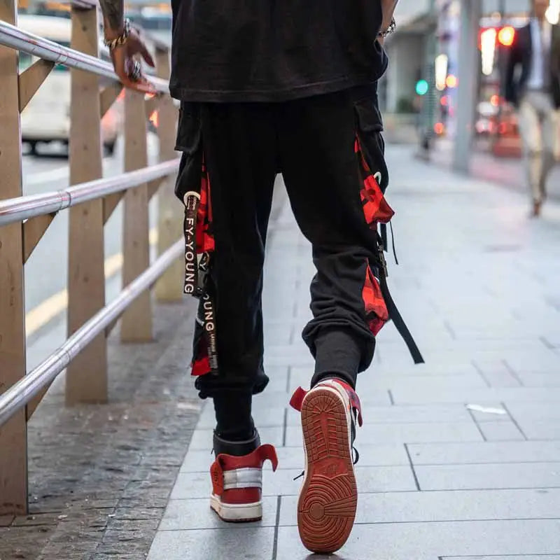 Stylish Techwear Men Cargo Pants  Hip Hop Streetwear High Street Jogger Male Trousers Ribbons Pockets Harem Pants for Male - Ghost District