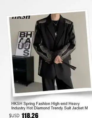 HKSH Heavy Industry Spring Autumn Men's Tide Stacked Collar Sweatshirt Hooded Hoodies Loose Casual Solid Color Punk Coats HK0797 Ghost District