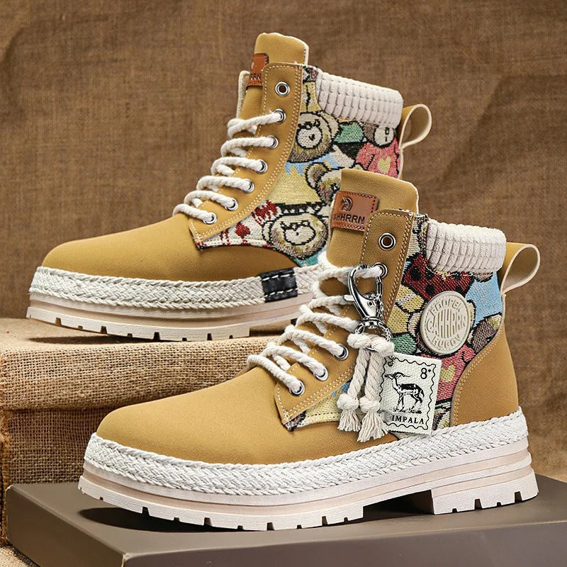 New Men's Winter Boots Outdoor Platform Boots 2023 Designer Men's Shoes Comfortable Desert Boots Street Style Motorcycle Boots - Ghost District