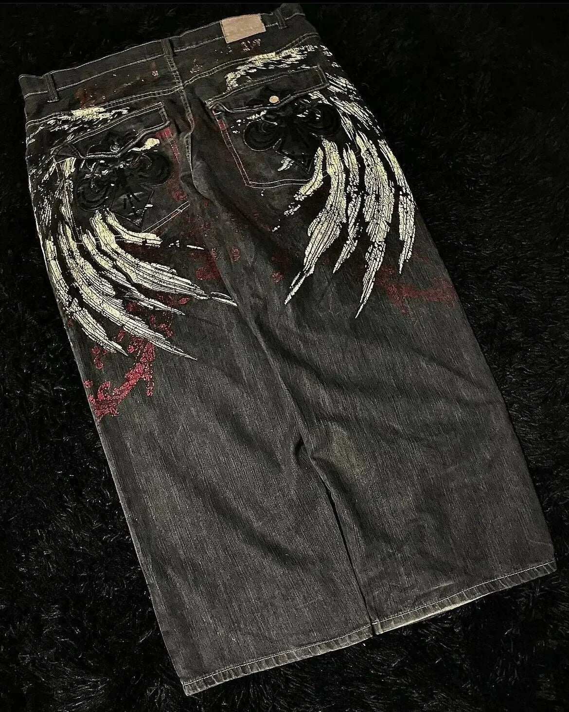 American Trend Retro Gothic Embroidery Graphics Washed Baggy Jeans Women's Y2K New Harajuku Hip-Hop Punk Rock Couple Street Wear Ghost District