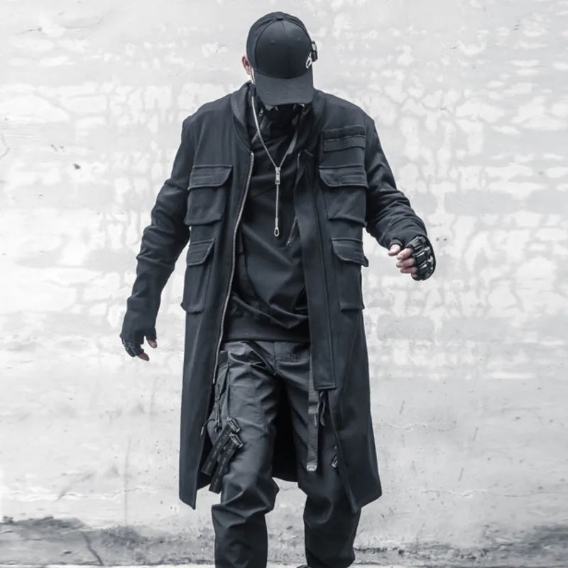 HKSH Spring Autumn New Man Tide Dark Functional Heavy Cloak Multi Pockets Jackets Loose Handsome Yamamoto Techwear Trench HK5607 Ghost District