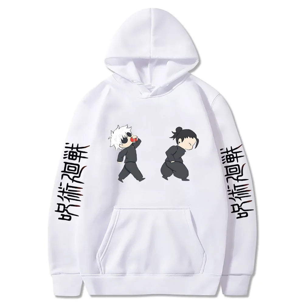 Jujutsu Kaisen Anime Hoodies Cartoon Satoru Gojo Cute Print Men Women Pullovers Autumn Winter Casual Plus Size Sweatshirts - Ghost District