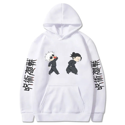 Jujutsu Kaisen Anime Hoodies Cartoon Satoru Gojo Cute Print Men Women Pullovers Autumn Winter Casual Plus Size Sweatshirts - Ghost District