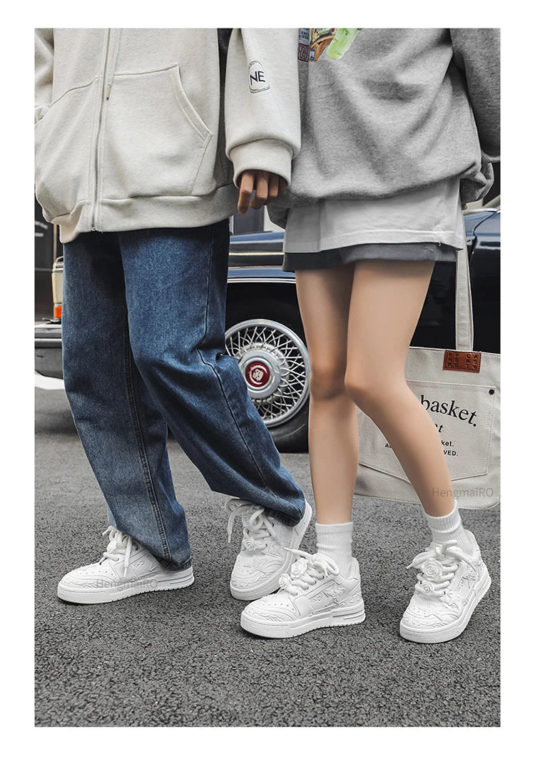 Women Sneakers Man Retro Star Y2K Punk Rap Street Shoes for Male  Fashion Skate Shoes Couple Casual Shoes Unisex Designer Tennis - Ghost District