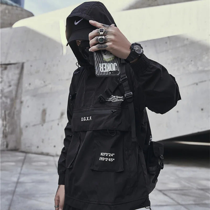 HKSH Men's Darkwear Spring Autumn New Tide Personality Tactical Jacket Japanese Safari Style Chic Coat Hooded Techwear HK0012 - Ghost District