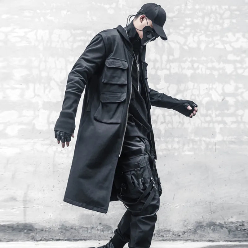 HKSH Spring Autumn New Man Tide Dark Functional Heavy Cloak Multi Pockets Jackets Loose Handsome Yamamoto Techwear Trench HK5607 Ghost District