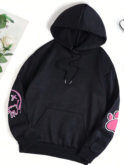 Hip Hop Street Casual Printed Female Hoodies Fashion Hoodie Oversize Loose New Sweatshirts Autumn Warm Fleece Clothing Ghost District