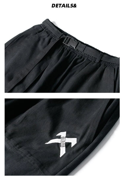 Techwear Ribbons Tactical Cargo Baggy Pants Jogger Men Casual Letter Hip Hop Teenager Sweatpants Joggers Cropped Pants For Men - Ghost District