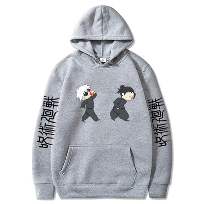 Jujutsu Kaisen Anime Hoodies Cartoon Satoru Gojo Cute Print Men Women Pullovers Autumn Winter Casual Plus Size Sweatshirts - Ghost District