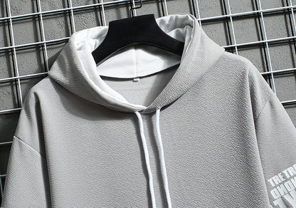 Japan Fashion Men's Hoodies Summer Men Clothing Cartoon Casual Harajuku Streetwear Print Hooded Top Short Sleeve Sweatshirts Men Ghost District