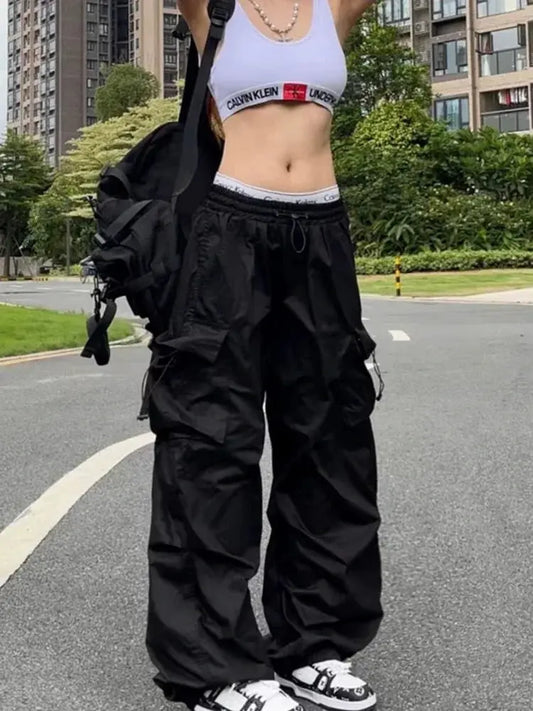 Retro Workwear Pants with Design Sense for Women's 2025 Summer Straight Leg Loose Wide Leg Pants - Ghost District